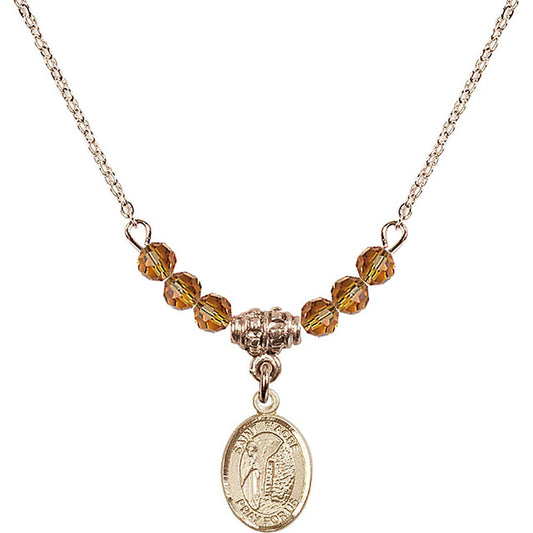 14kt Gold Filled Saint Fiacre Birthstone Necklace with Topaz Beads - 9298