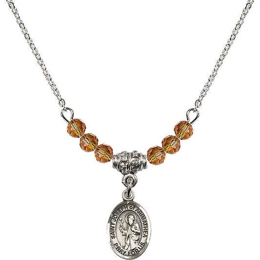 Sterling Silver Saint Joseph of Arimathea Birthstone Necklace with Topaz Beads - 9300