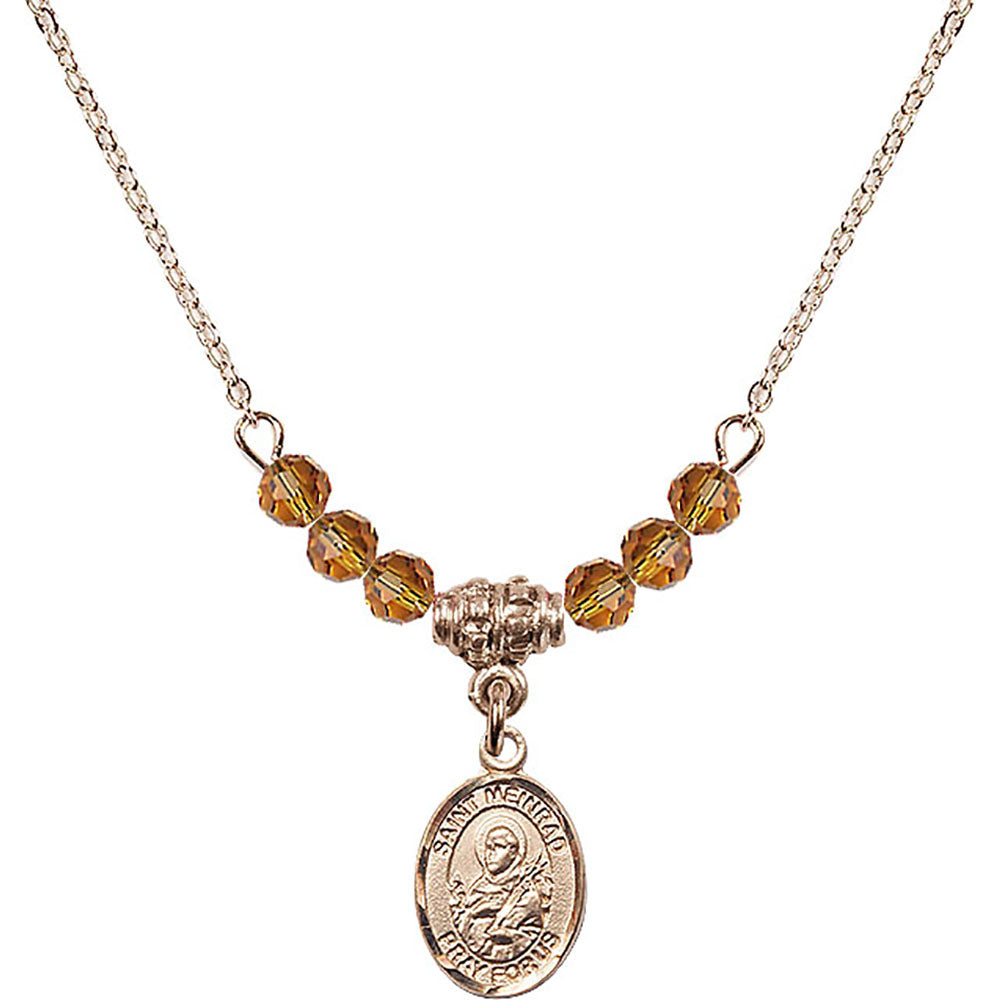 14kt Gold Filled Saint Meinrad of Einsiedeln Birthstone Necklace with Topaz Beads - 9307