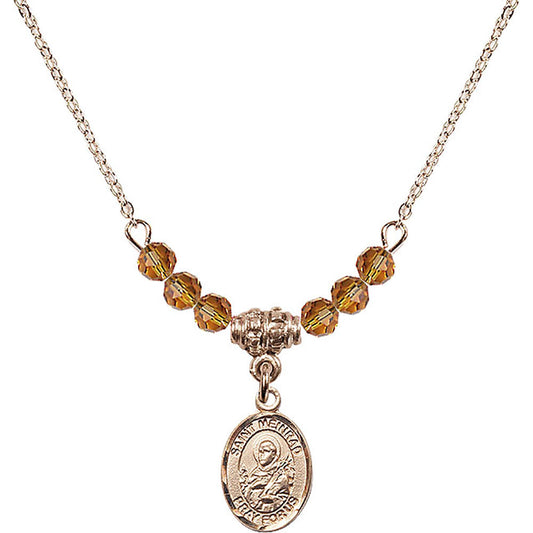 14kt Gold Filled Saint Meinrad of Einsiedeln Birthstone Necklace with Topaz Beads - 9307