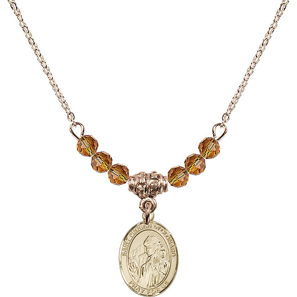 14kt Gold Filled Saint Finnian of Clonard Birthstone Necklace with Topaz Beads - 9308