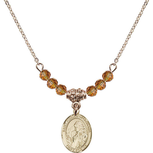 14kt Gold Filled Saint Finnian of Clonard Birthstone Necklace with Topaz Beads - 9308