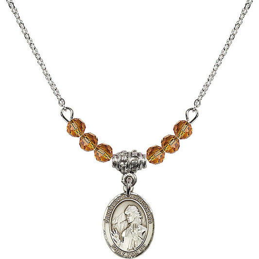 Sterling Silver Saint Finnian of Clonard Birthstone Necklace with Topaz Beads - 9308