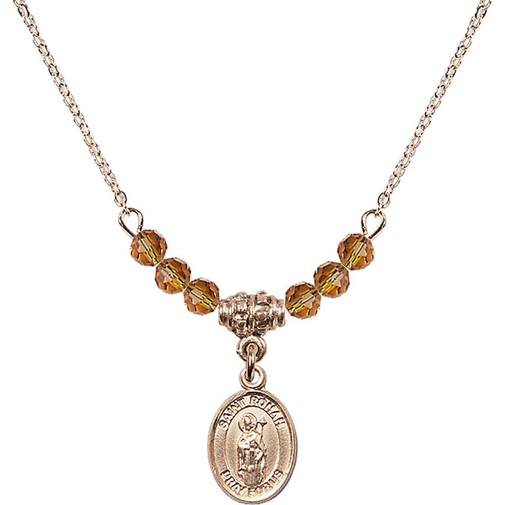 14kt Gold Filled Saint Ronan Birthstone Necklace with Topaz Beads - 9315