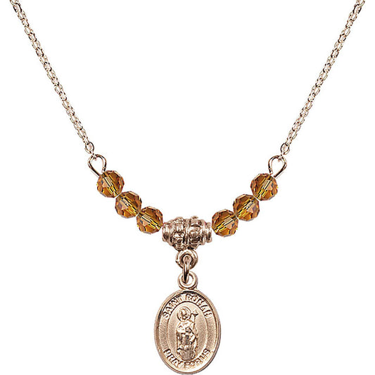 14kt Gold Filled Saint Ronan Birthstone Necklace with Topaz Beads - 9315