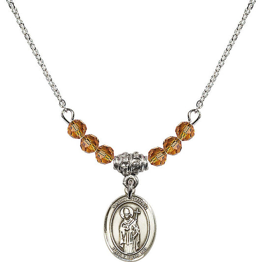 Sterling Silver Saint Ronan Birthstone Necklace with Topaz Beads - 9315