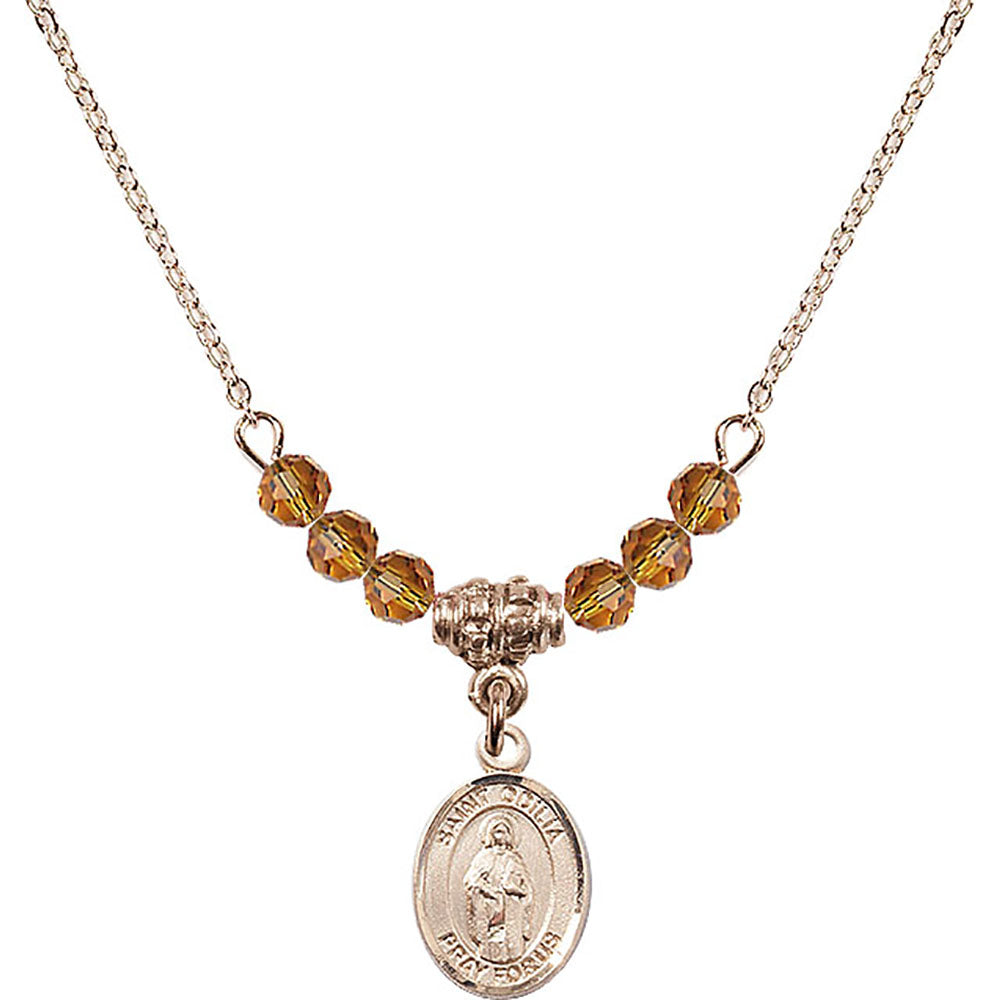14kt Gold Filled Saint Odilia Birthstone Necklace with Topaz Beads - 9319