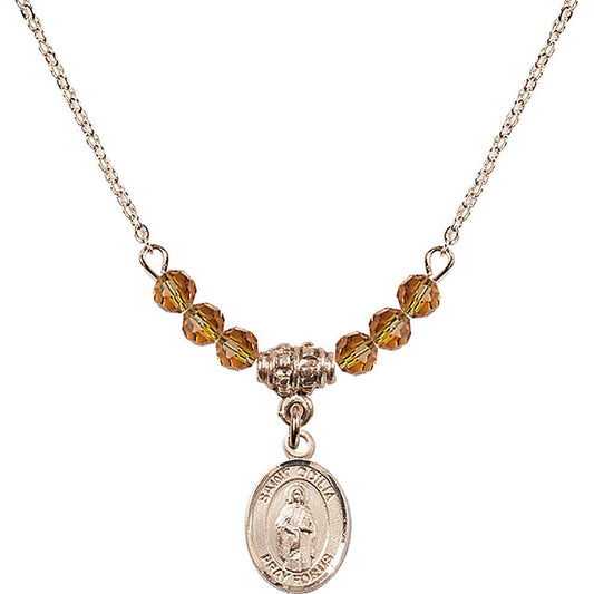 14kt Gold Filled Saint Odilia Birthstone Necklace with Topaz Beads - 9319