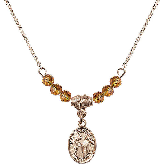 14kt Gold Filled Saint Columbanus Birthstone Necklace with Topaz Beads - 9321