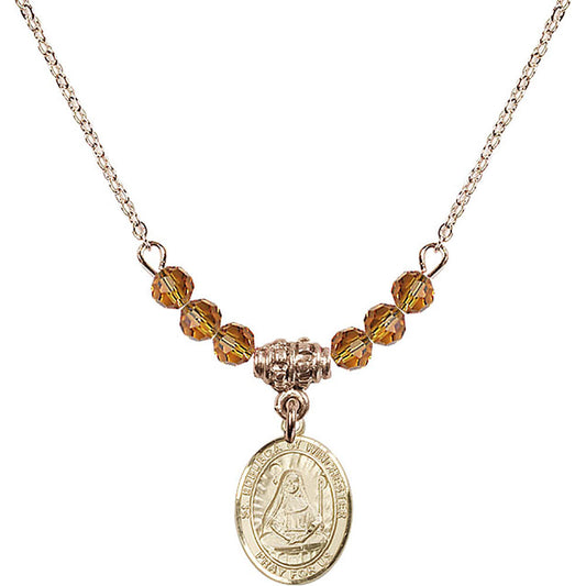 14kt Gold Filled Saint Edburga of Winchester Birthstone Necklace with Topaz Beads - 9324