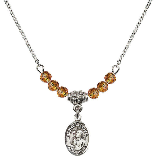 Sterling Silver Saint Rene Goupil Birthstone Necklace with Topaz Beads - 9334