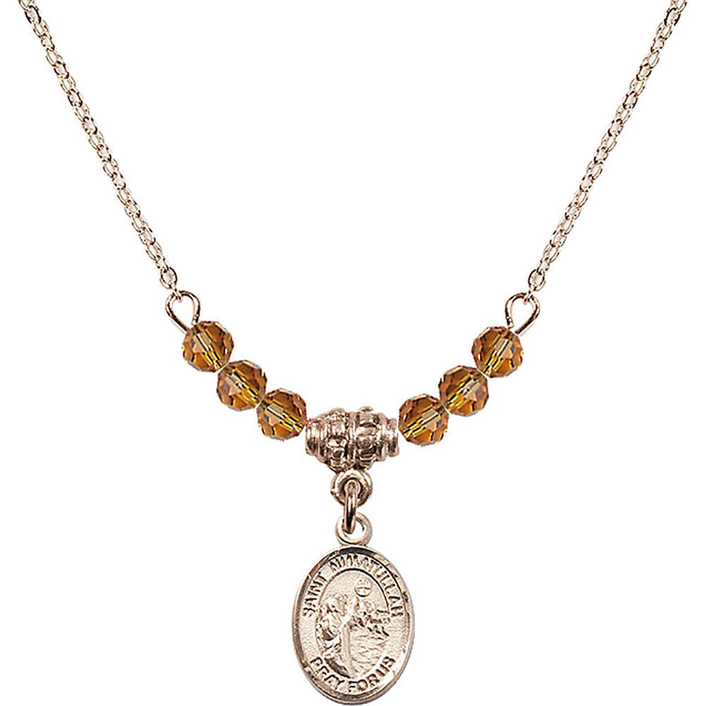 14kt Gold Filled Saint Nimatullah Birthstone Necklace with Topaz Beads - 9339