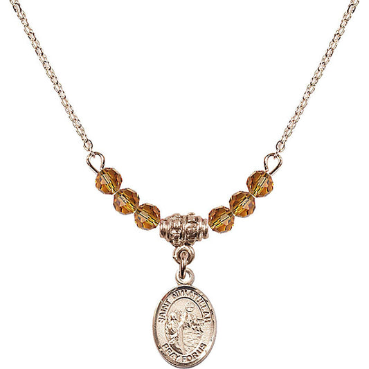 14kt Gold Filled Saint Nimatullah Birthstone Necklace with Topaz Beads - 9339