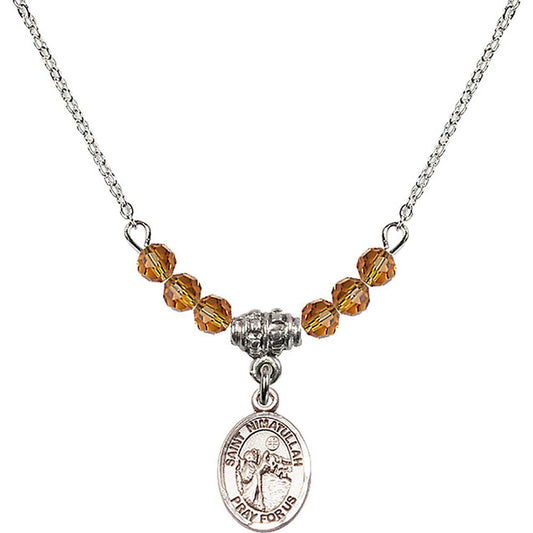Sterling Silver Saint Nimatullah Birthstone Necklace with Topaz Beads - 9339