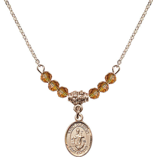 14kt Gold Filled Saint Clement Birthstone Necklace with Topaz Beads - 9340