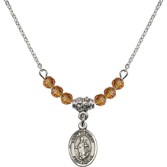 Sterling Silver Saint Clement Birthstone Necklace with Topaz Beads - 9340