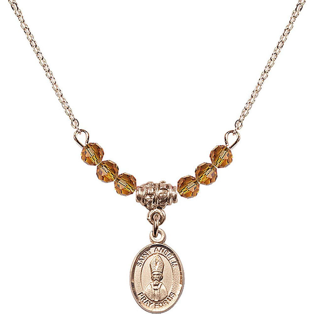 14kt Gold Filled Saint Anselm of Canterbury Birthstone Necklace with Topaz Beads - 9342