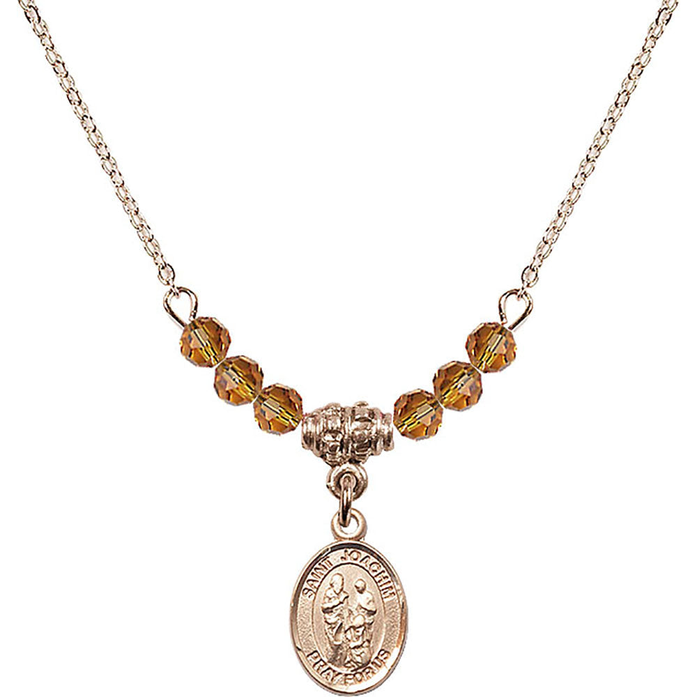14kt Gold Filled Saint Joachim Birthstone Necklace with Topaz Beads - 9348