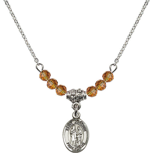 Sterling Silver Saint Joachim Birthstone Necklace with Topaz Beads - 9348