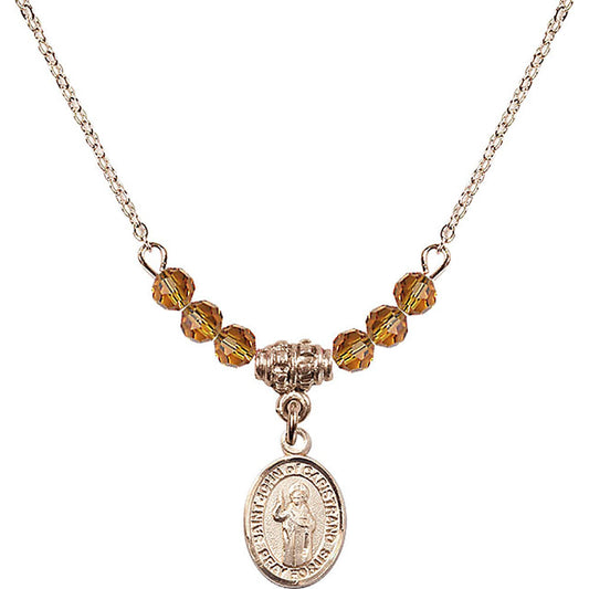 14kt Gold Filled Saint John of Capistrano Birthstone Necklace with Topaz Beads - 9350