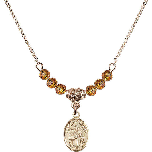 14kt Gold Filled Saint Januarius Birthstone Necklace with Topaz Beads - 9351