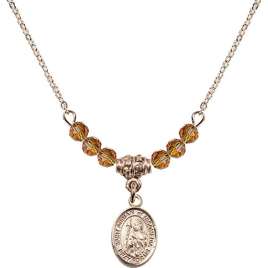 14kt Gold Filled Saint Adrian of Nicomedia Birthstone Necklace with Topaz Beads - 9353