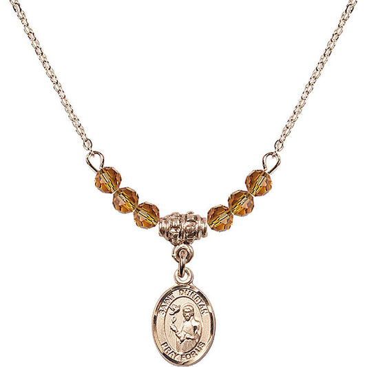 14kt Gold Filled Saint Dunstan Birthstone Necklace with Topaz Beads - 9355