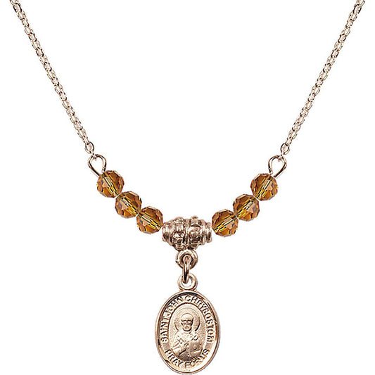 14kt Gold Filled Saint John Licci Birthstone Necklace with Topaz Beads - 9358