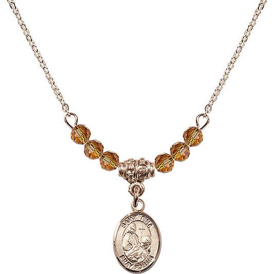 14kt Gold Filled Saint Fina Birthstone Necklace with Topaz Beads - 9364