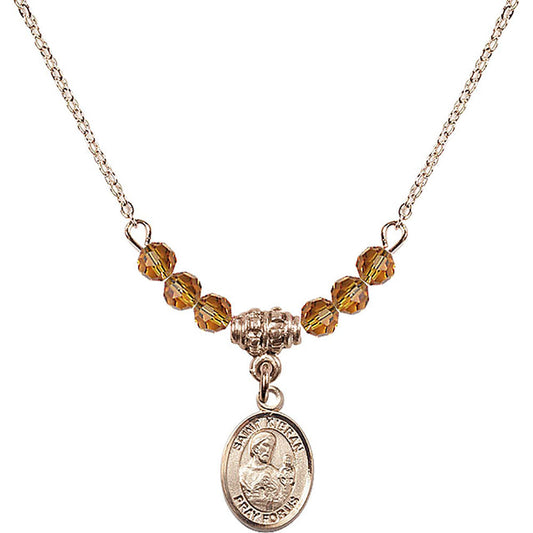 14kt Gold Filled Saint Kieran Birthstone Necklace with Topaz Beads - 9367