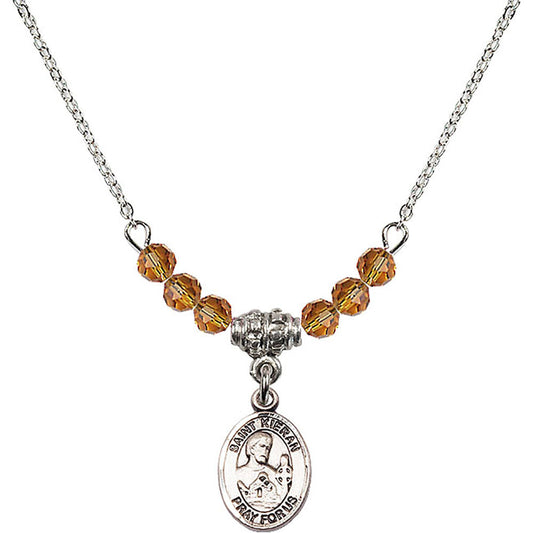 Sterling Silver Saint Kieran Birthstone Necklace with Topaz Beads - 9367