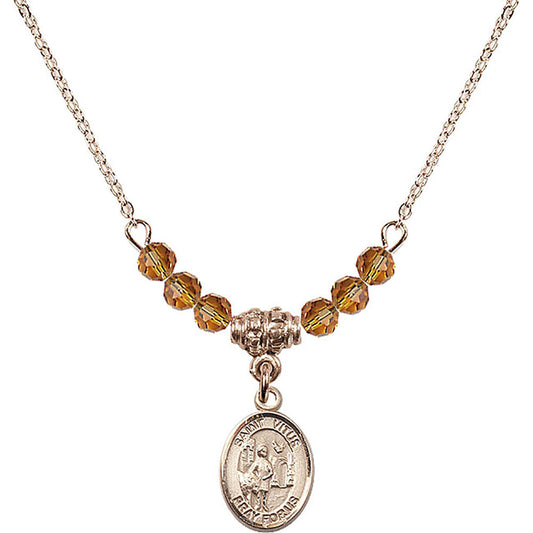 14kt Gold Filled Saint Vitus Birthstone Necklace with Topaz Beads - 9368