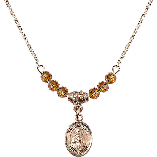 14kt Gold Filled Saint Marina Birthstone Necklace with Topaz Beads - 9379