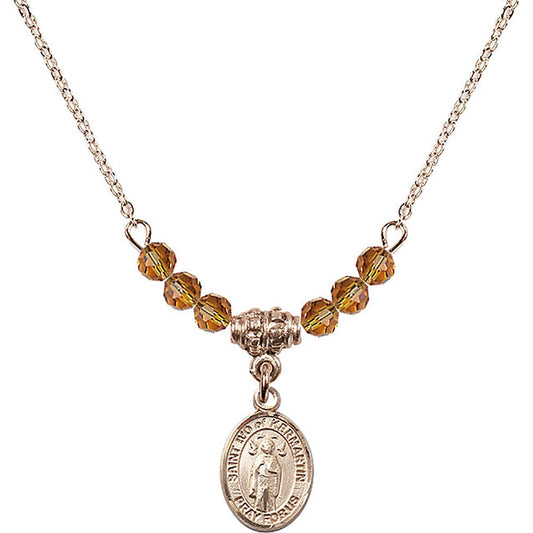 14kt Gold Filled Saint Ivo of Kelmartin Birthstone Necklace with Topaz Beads - 9384