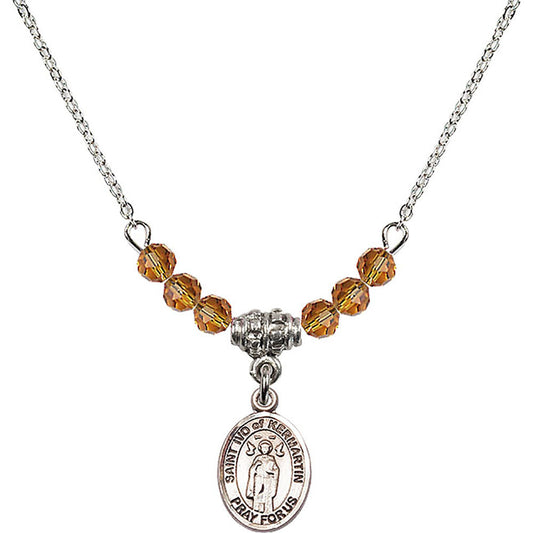 Sterling Silver Saint Ivo of Kelmartin Birthstone Necklace with Topaz Beads - 9384