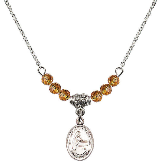 Sterling Silver Blessed Emilee Doultremont Birthstone Necklace with Topaz Beads - 9390