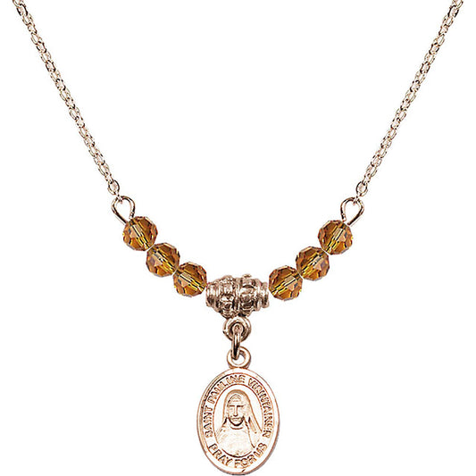 14kt Gold Filled Saint Pauline Visintainer Birthstone Necklace with Topaz Beads - 9391