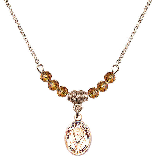 14kt Gold Filled Saint Peter Canisius Birthstone Necklace with Topaz Beads - 9393