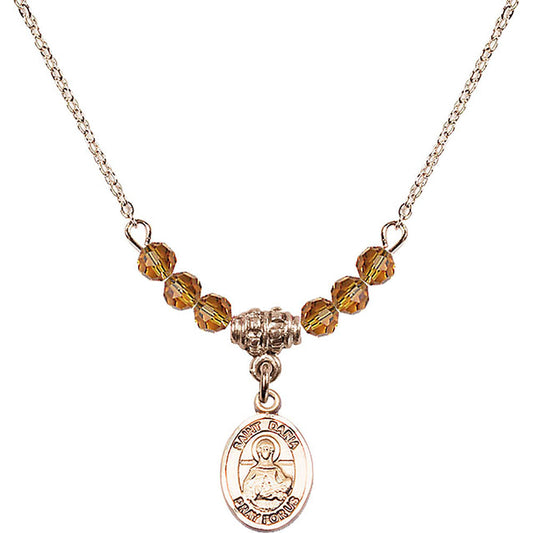 14kt Gold Filled Saint Daria Birthstone Necklace with Topaz Beads - 9396