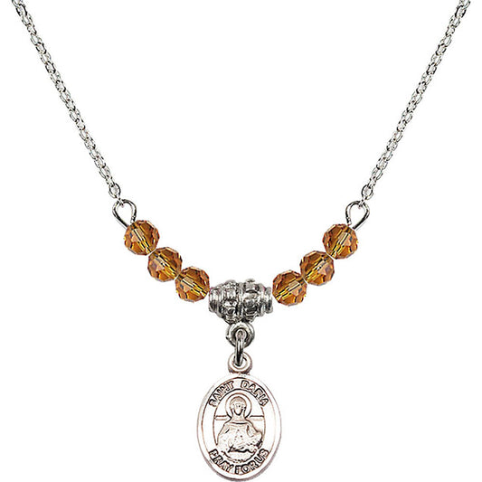 Sterling Silver Saint Daria Birthstone Necklace with Topaz Beads - 9396
