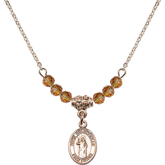 14kt Gold Filled Saint Columbkille Birthstone Necklace with Topaz Beads - 9399