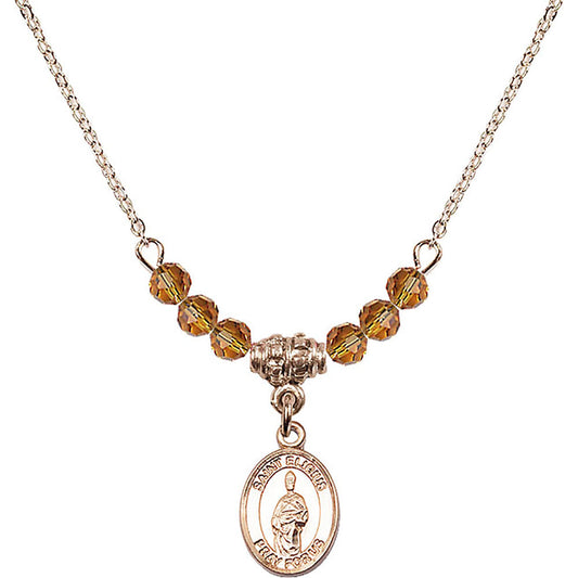14kt Gold Filled Saint Eligius Birthstone Necklace with Topaz Beads - 9402