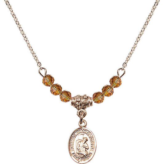 14kt Gold Filled Blessed Herman the Cripple Birthstone Necklace with Topaz Beads - 9403