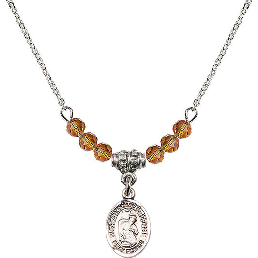 Sterling Silver Blessed Herman the Cripple Birthstone Necklace with Topaz Beads - 9403