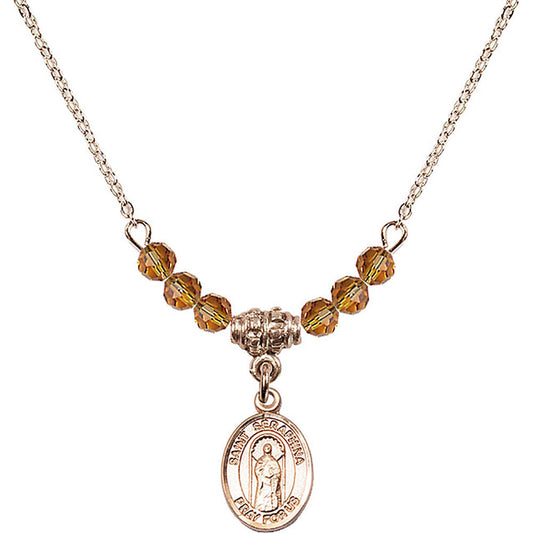 14kt Gold Filled Saint Seraphina Birthstone Necklace with Topaz Beads - 9405