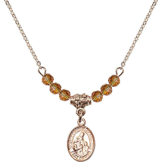 14kt Gold Filled Saint Margaret of Scotland Birthstone Necklace with Topaz Beads - 9407
