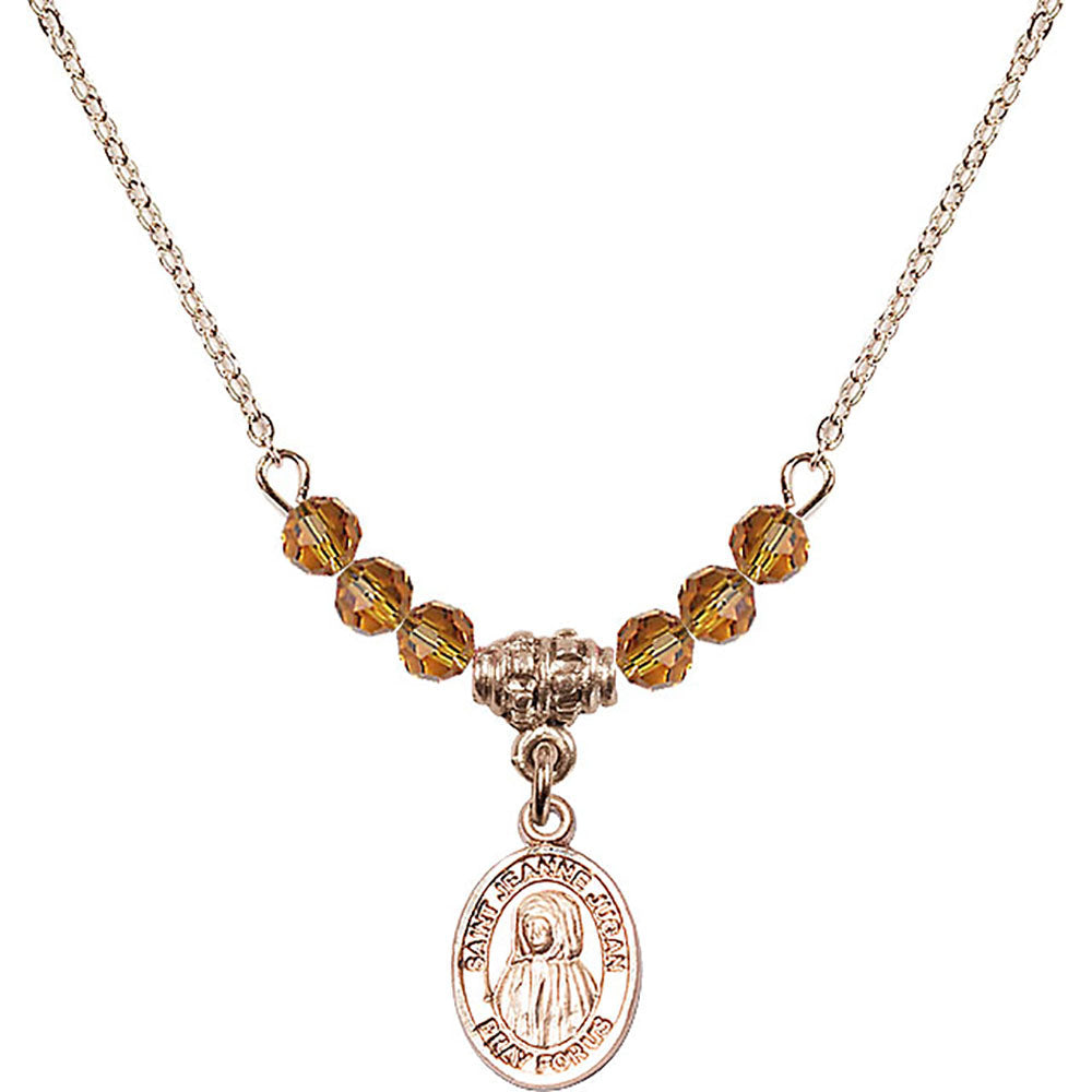14kt Gold Filled Saint Jeanne Jugan Birthstone Necklace with Topaz Beads - 9409