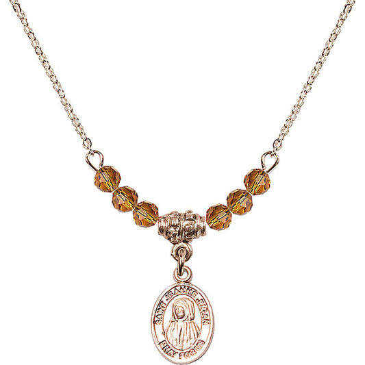14kt Gold Filled Saint Jeanne Jugan Birthstone Necklace with Topaz Beads - 9409