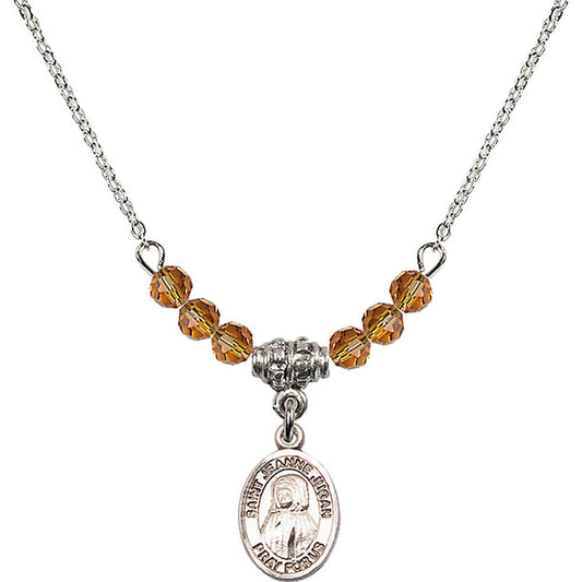 Sterling Silver Saint Jeanne Jugan Birthstone Necklace with Topaz Beads - 9409