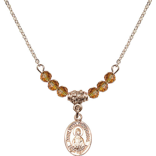 14kt Gold Filled Saint Lydia Purpuraria Birthstone Necklace with Topaz Beads - 9411
